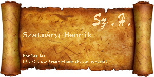 Szatmáry Henrik névjegykártya